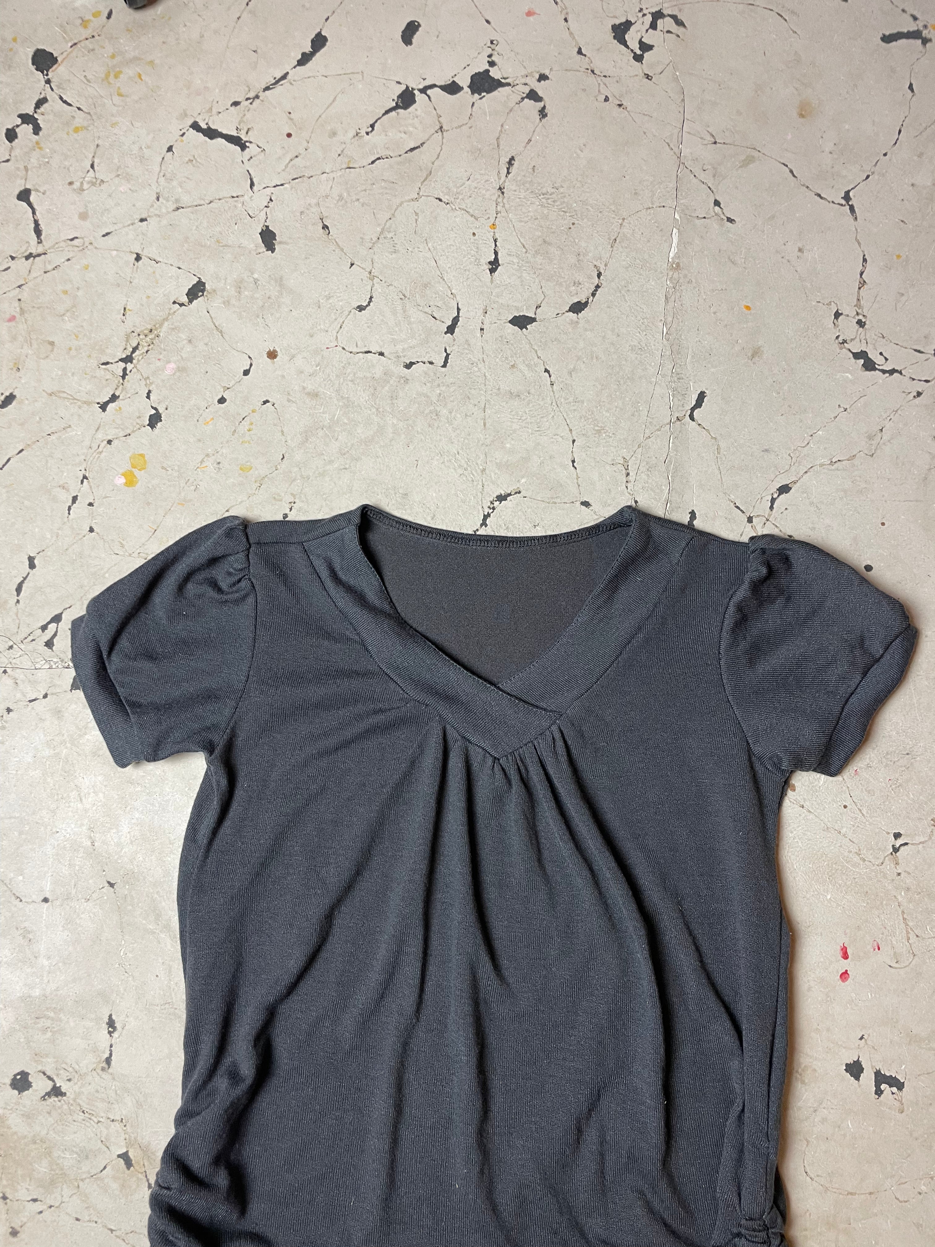 Vintage y2k Grey Fine Knit Short Sleeve Top