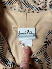 Vintage Joseff Ripkoff Beige and Black Pattern Zip up Jacket