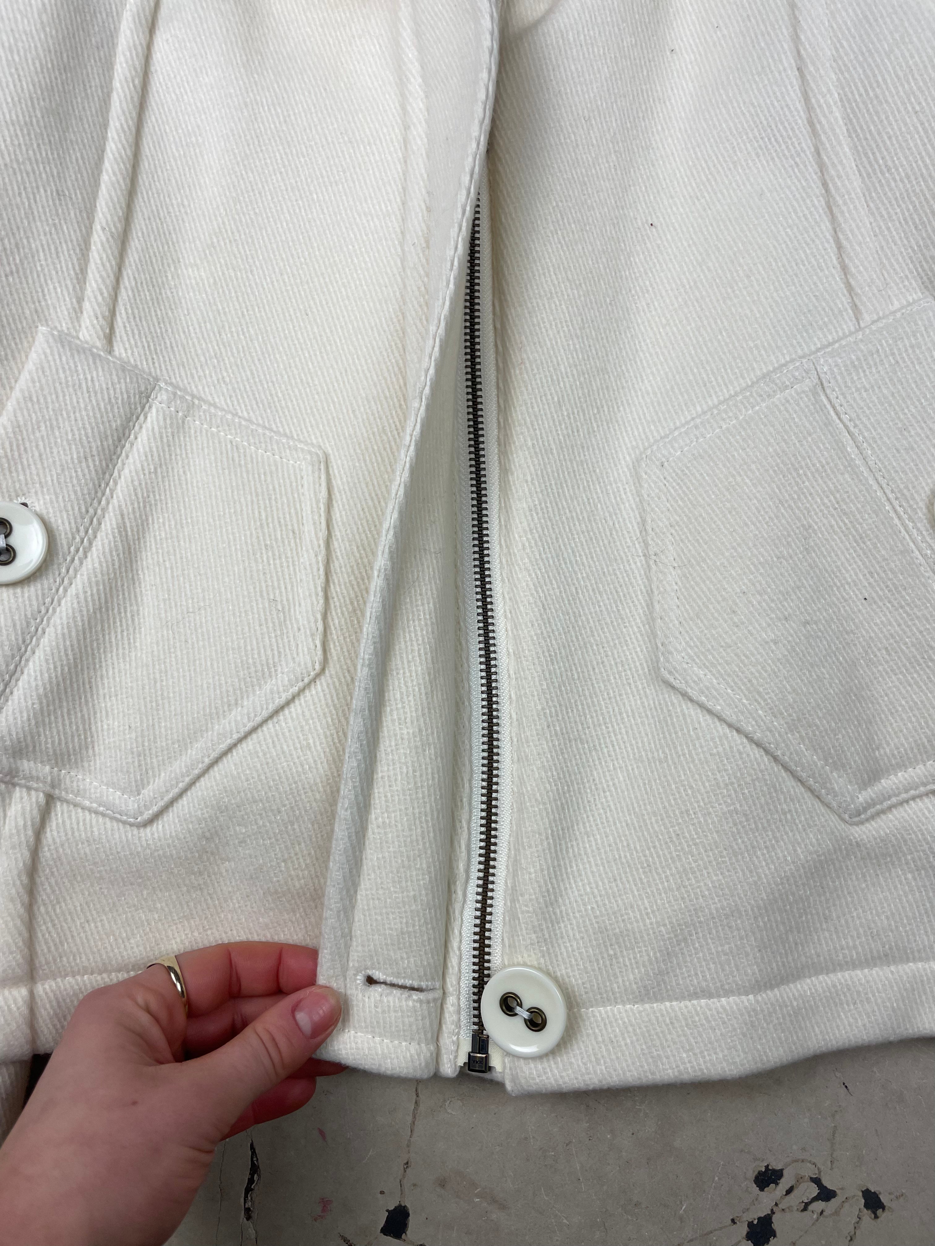 Vintage 00s Cream Wool Blend Zip up Jacket