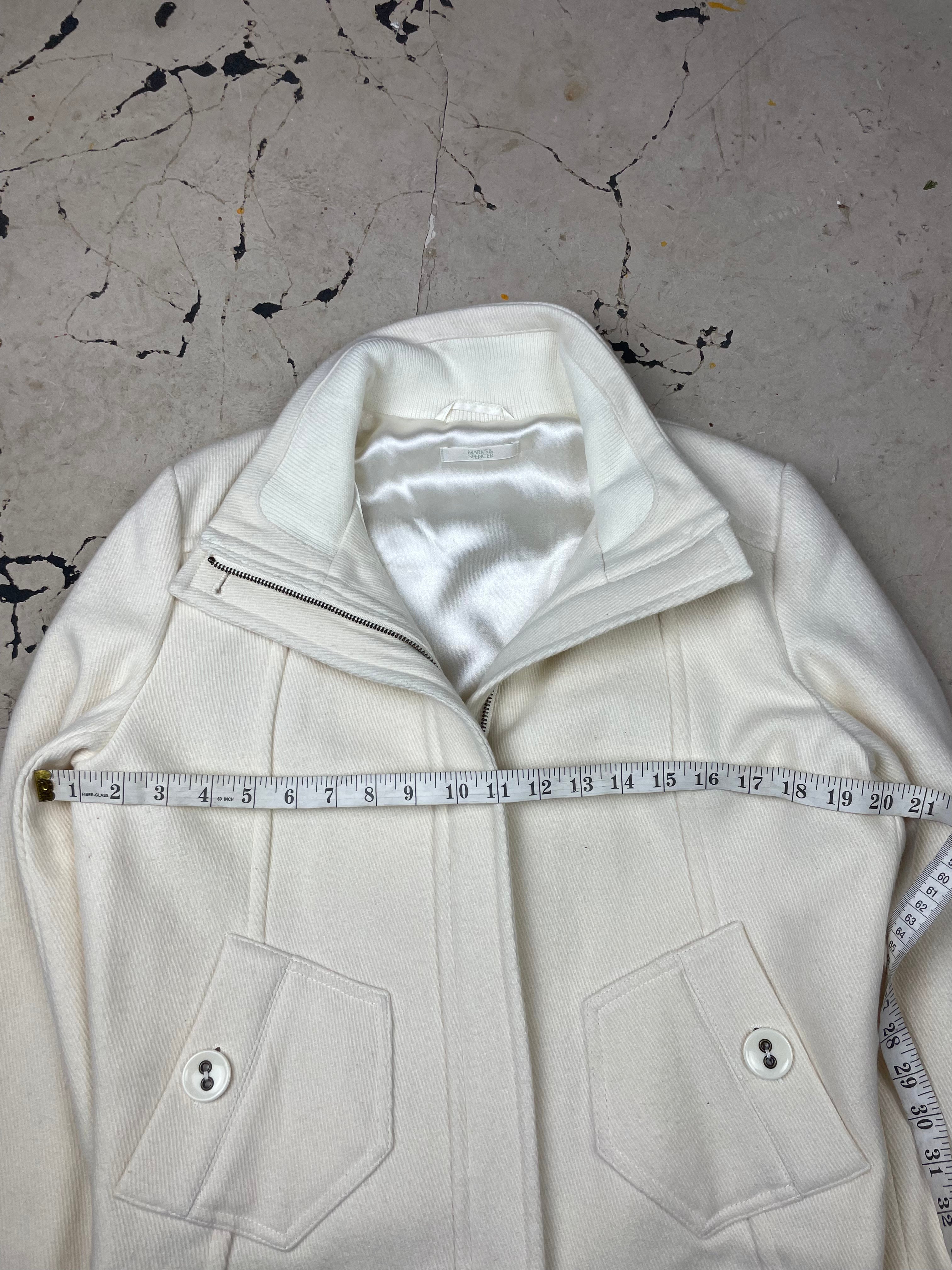 Vintage 00s Cream Wool Blend Zip up Jacket