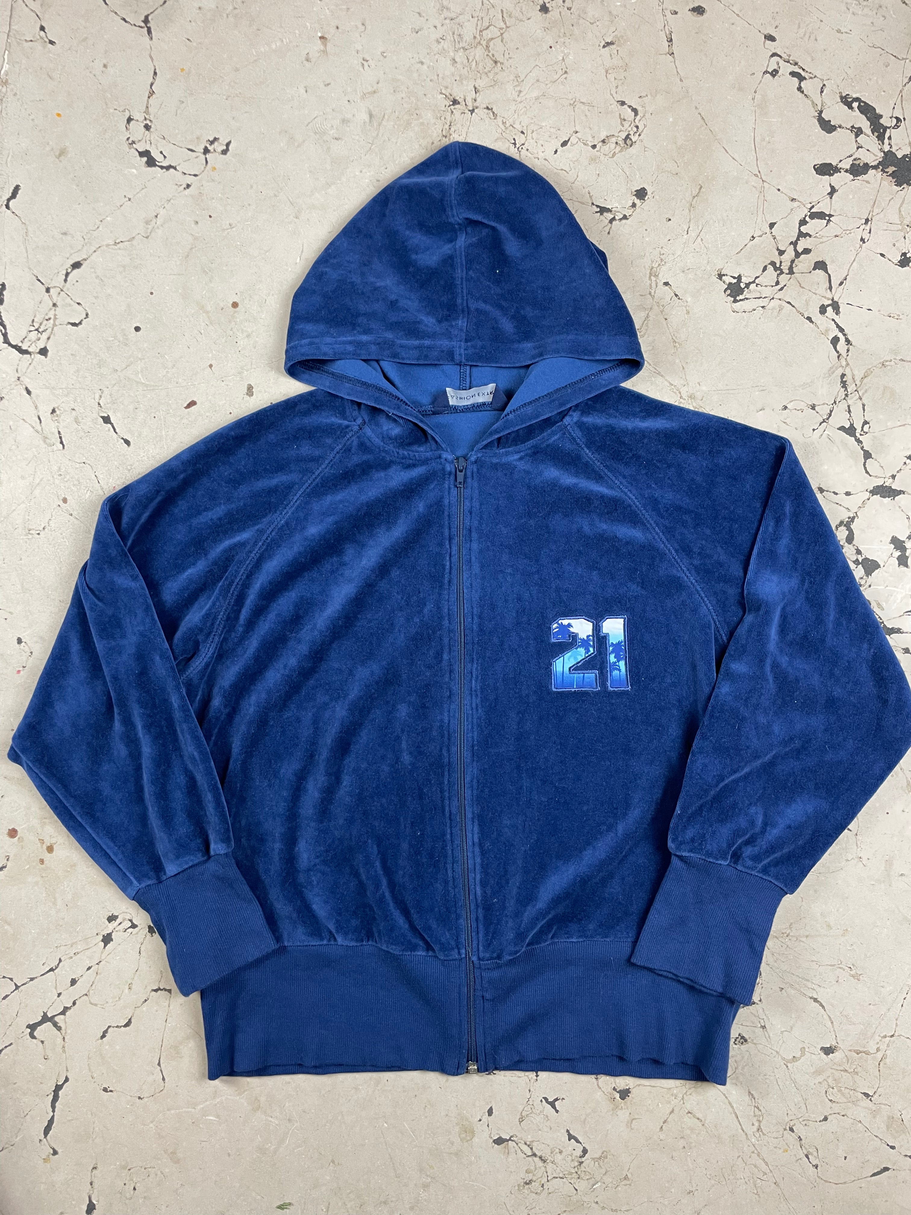 Y2K Velour zip up Jacket in Navy Blue