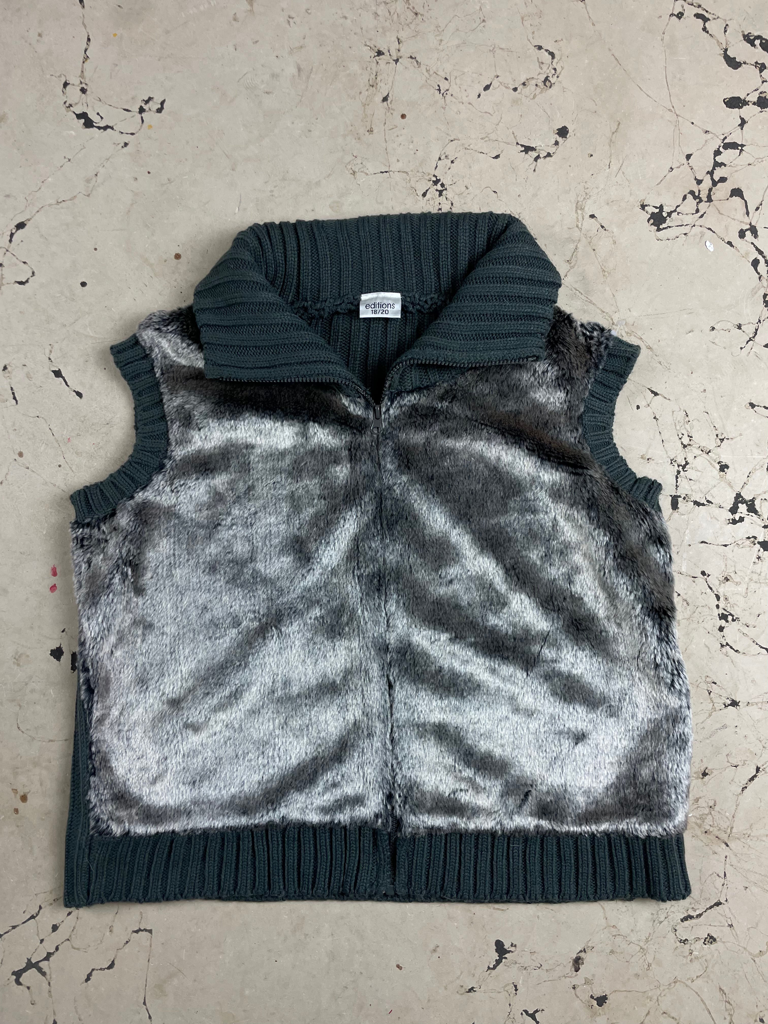 Vintage y2k Faux Fur Zip Up Vest